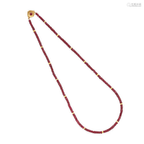 RUBY AND GOLD BEAD NECKLACE