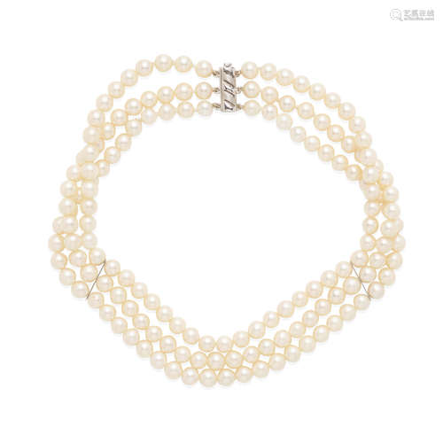 TRIPLE STRAND CULTURED PEARL NECKLACE