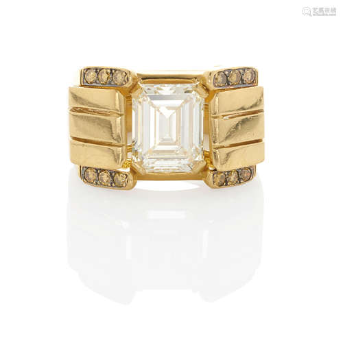 G.D. COSTER: 18K GOLD AND DIAMOND RING