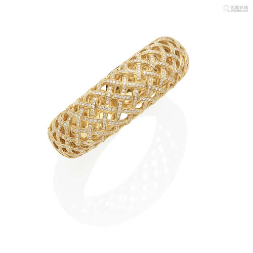 CASSETTI: 18K GOLD AND DIAMOND HINGED BANGLE