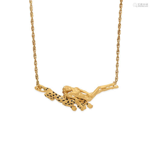 CARRERA Y CARRERA: 18K GOLD AND ENAMEL FIGURAL NECKLACE