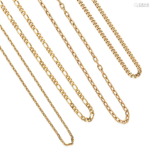 GROUP OF FOUR 14K GOLD CHAINS