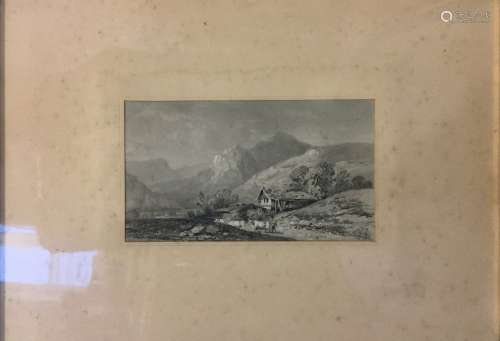 莱格斯（Leygues）J（十九至三十）。阿尔卑斯山的风景。铅笔和粉笔，右下...