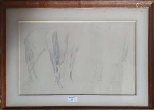 路易斯-莱格斯, 1905-1992对马的研究铅笔画（略带遮挡），右下方有签...