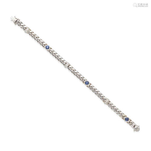 18K WHITE GOLD, SAPPHIRE AND DIAMOND BRACELET