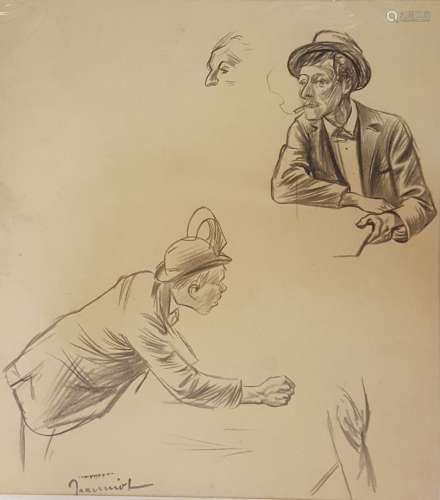 一共有7幅画。达茹-阿尔弗雷德-亨利 (1832-1874)猎人日记。钢笔和棕...