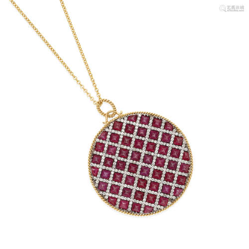 PARULINA: 18K BI-COLOR GOLD, RUBY AND DIAMOND 'COURTHALL FLO...