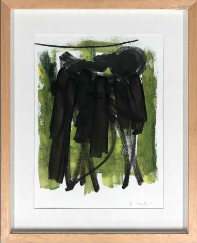 马尔蒂尔-多米尼克(生于1954年)无题黑色和绿色纸上印度墨水和水粉...