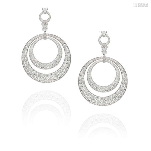 GRAFF: PAIR OF 18K WHITE GOLD AND DIAMOND PENDANT EARRINGS, ...