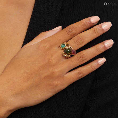 14K GOLD AND TOURMALINE RING