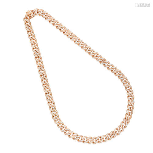 18K ROSE GOLD AND DIAMOND CURB LINK NECKLACE