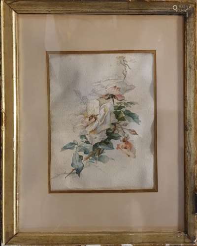 YVERT Marie Hector (1808-?)鲜花，96年11月纸上水彩画，左下角有签...