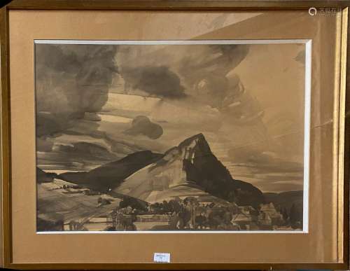 德卡里斯-阿尔伯特，1901-1988我的山》，1926年黑色水墨（日照，褪色）...