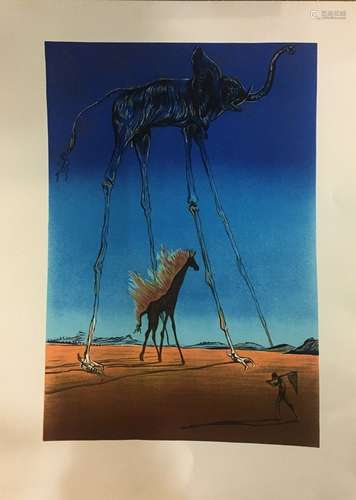 DALI 萨尔瓦多，后大象石版画，无签名76 x 55.5厘米。