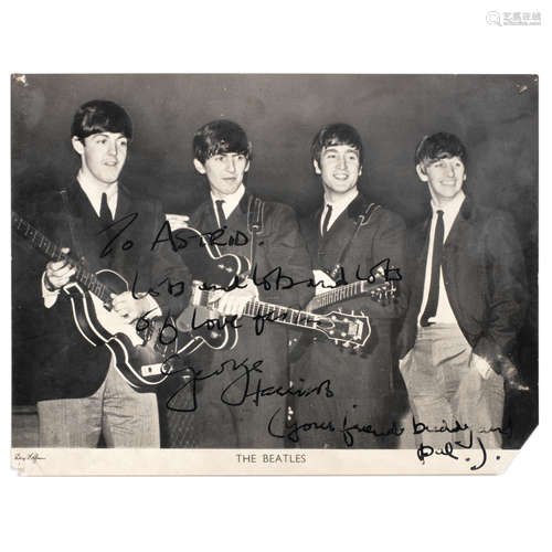 The Beatles/George Harrison: A large Beatles fan club card b...