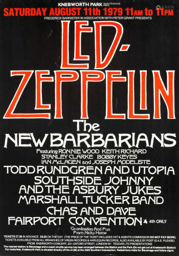 Led Zeppelin: A Knebworth Festival concert poster, Saturday ...