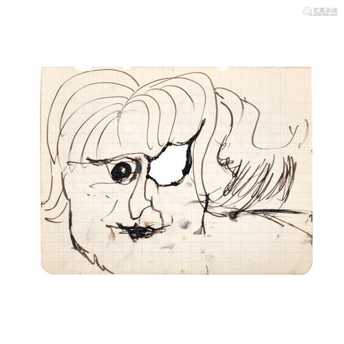 John Lennon (British, 1940-1980): a sketch of a woman's face...