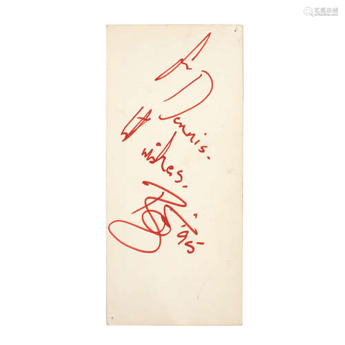 David Bowie: A signed invitation card for the screening of W...