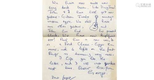 George Harrison: A three page autographed letter from George...