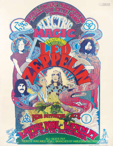 Led Zeppelin: A concert poster for the Elecrtic Magic show, ...