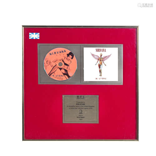 Nirvana: A 'Gold' Award For The Album In Utero, 1993,