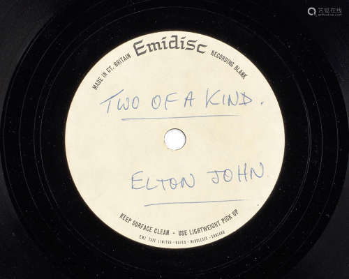 Elton John: An acetate recording of Two Of A Kind, 1968,