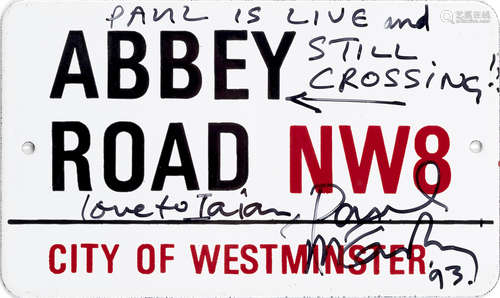 Paul McCartney: A small autographed Abbey Road sign, 1993,