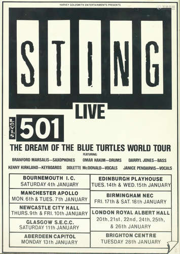 Sting: a British poster for Sting Live The Dream of the Blue...