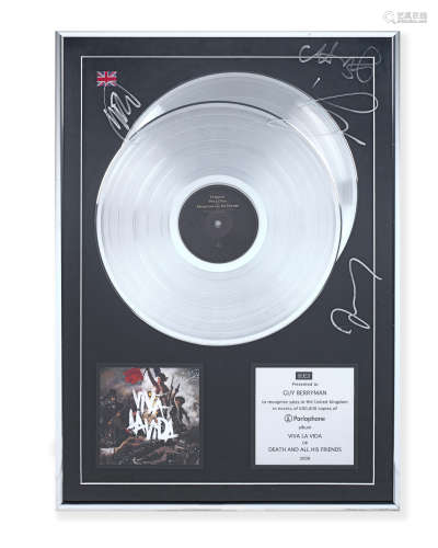 Coldplay: A BPI double 'Platinum' disc award for the album V...