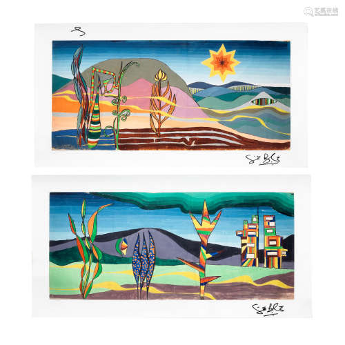 Ginger Baker: a pair of Alien landscape prints, circa 2013, ...