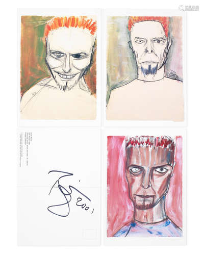 David Bowie: Four limited edition self-portrait postcards, 1...