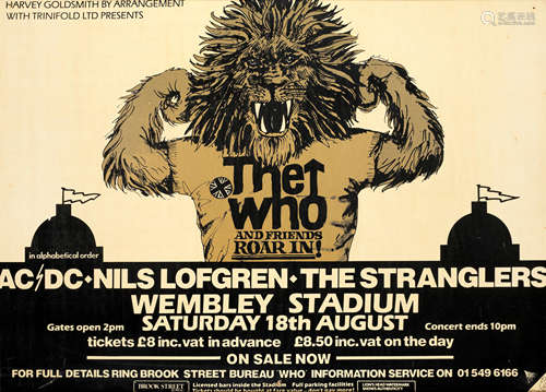 The Who: A Wembley Stadium Concert Poster for The Who and fr...