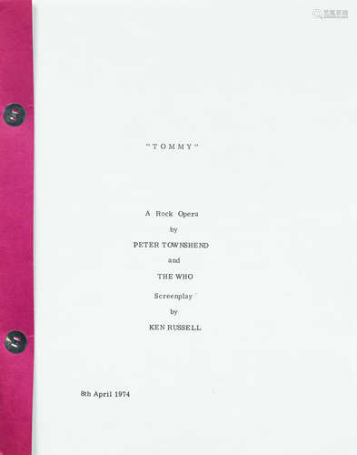 The Who: Keith Moon's script for the film Tommy, 1974,