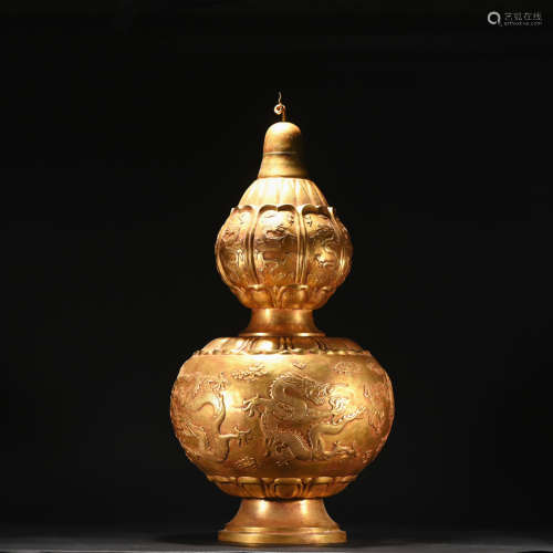 銅鎏金葫蘆瓶