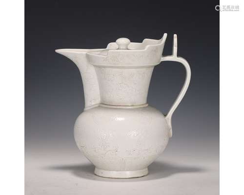 A White-Glazed Monks Cap Ewer