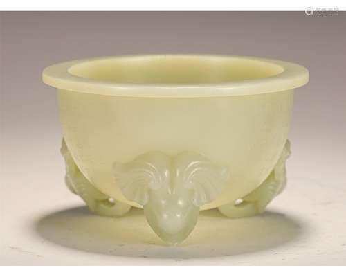 A Carved White Jade Incense Burner