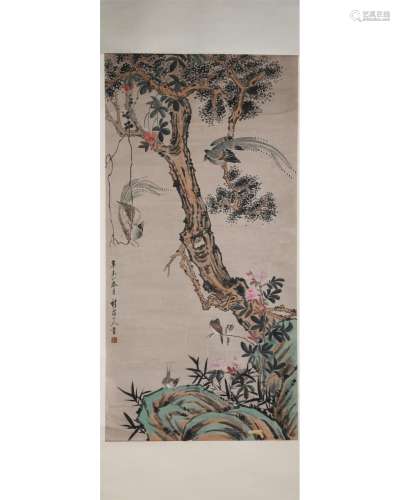 A Chinese Painting Depicting Flowers And Birds