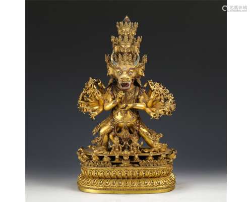 A Gilt-Bronze Figure of Yamantaka