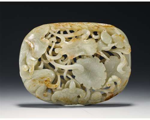A Chinese Reticulated Jade Plaque