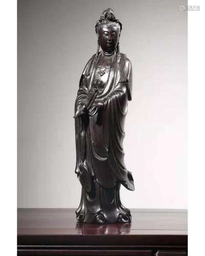 A Zitan Figure of Guanyin