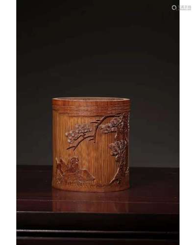 A Bamboo Carved Brush Pot