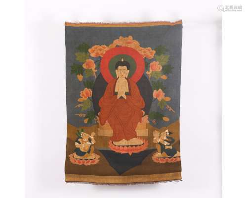 A Kesi Embroidery of Buddha with Acolytes