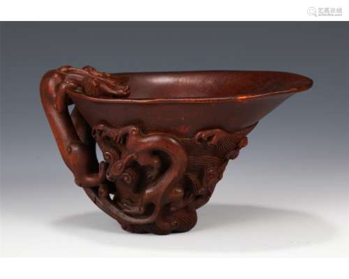 A Carved Chenxiang Chilong Cup