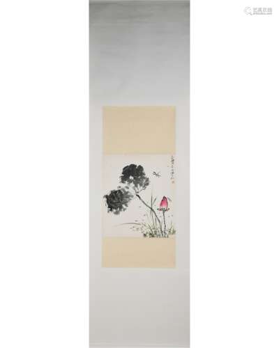 A Chinese Painting of Lotus And Dragonflies