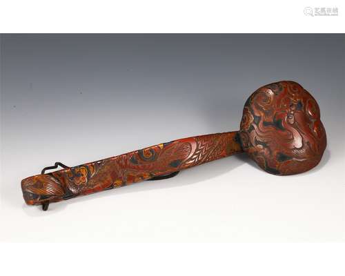 A Polychrome Lacquer Ruyi Scepter