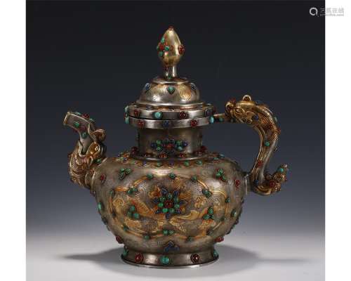 A Gold and Silver Inlaid Bronze Ewer