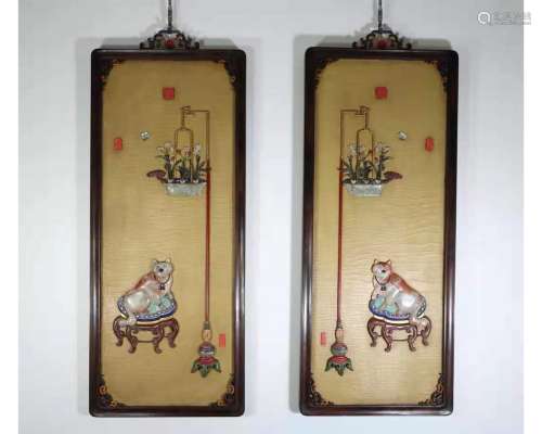 A Pair of Wooden Wall Panels