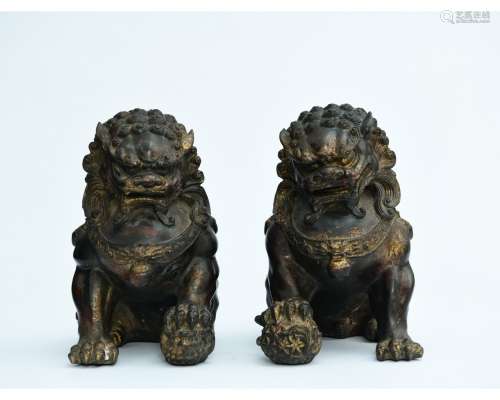 A Pair of Bronze Lions