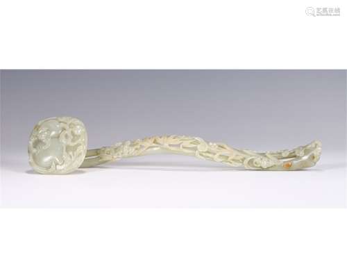 A Carved Jade Ruyi Scepter