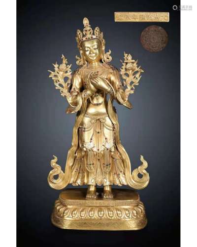 A Gilt-Bronze Figure of Manjushri